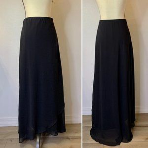 ALEX EVENINGS Women's Chiffon Maxi Skirt BLACK FORMAL Layered Hem SIZE M